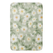White Daisies on Sage Green Badematte (Vorderseite Vertikal)