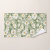 White Daisies on Sage Green Badhandtuch Set (Handtuch)