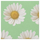 White Daisies on Sage Green Floral Stoff (Nahaufnahme)
