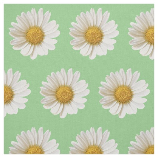 White Daisies on Sage Green Floral Stoff (Muster)