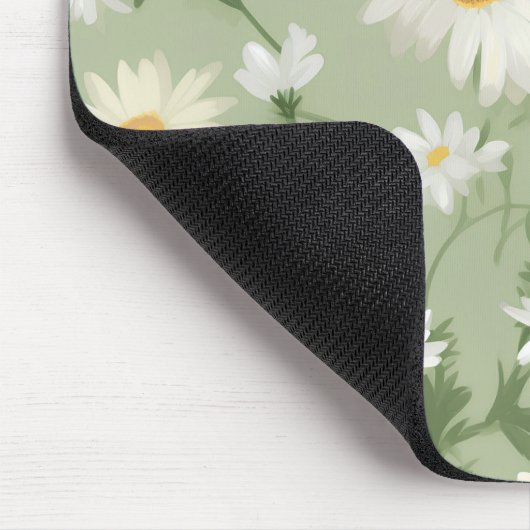 White Daisies on Sage Green Mousepad (Ecke)