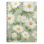 White Daisies on Sage Green Notizblock (Vorderseite)
