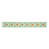 White Daisies on Sage Green Satinband (Vorderseite)