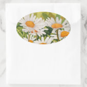 White Daisies Ovaler Aufkleber (Tasche)