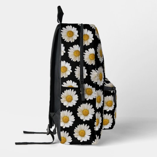 White Daisies Pattern Black Monogram Bedruckter Rucksack (Links)