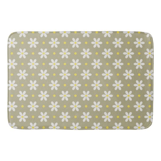 White Daisies Pattern Custom Background Badematte (Vorderseite)