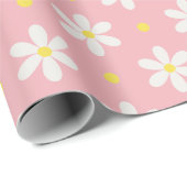 White Daisies Pattern Custom Background Geschenkpapier (Rolleneckpunkt)