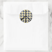 White Daisies Peace Sign Runder Aufkleber (Tasche)