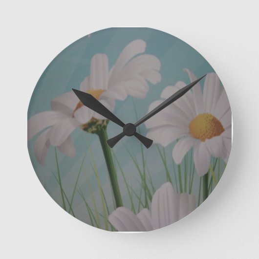 WHITE DAISIES RUNDE WANDUHR (Vorderseite)