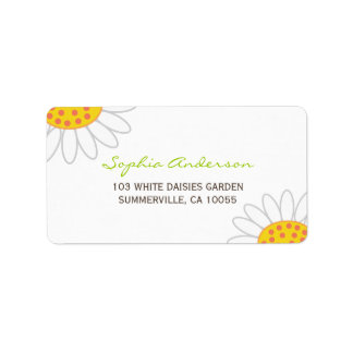 White Daisies Spring Flowers Garden Address Labels Adressaufkleber