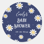 White Daisies Spring Summer Boy Baby Shower Runder Aufkleber (Vorderseite)