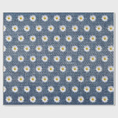 White Daisies über Denim Geschenkpapier (Flach)