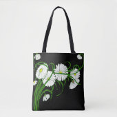 White Daisies über kontrastreiche schwarze Hinterg Tasche (Vorderseite)