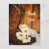 White Daisies und Cowboy Boots Wedding Danke Postkarte (Vorderseite)