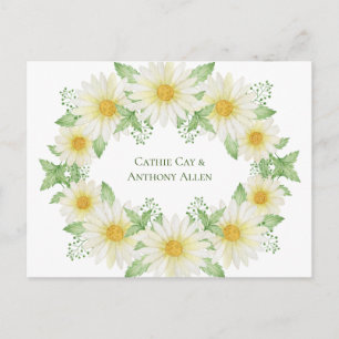 White Daisies Wasserfarben Save the Date Postkarte