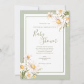 White Daisies Watercolor Baby Shower Einladung (Vorderseite)