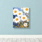 White Daisies Watercolor Flowers Painted Leinwanddruck (Insitu (Holzboden))
