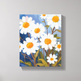 White Daisies Watercolor Flowers Painted Leinwanddruck