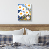 White Daisies Watercolor Flowers Painted Leinwanddruck (Insitu (Schlafzimmer))