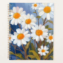 White Daisies Watercolor Flowers Painted Planer