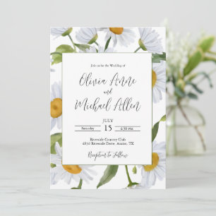 White Daisies Watercolor Hochzeitseinladung Einladung