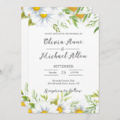 White Daisies Watercolor Script Einladung zur Hoch (Vorne/Hinten)