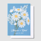 White Daisies Wedding Anniversary Blue Insert Pergament Einladungen (Versetzt)