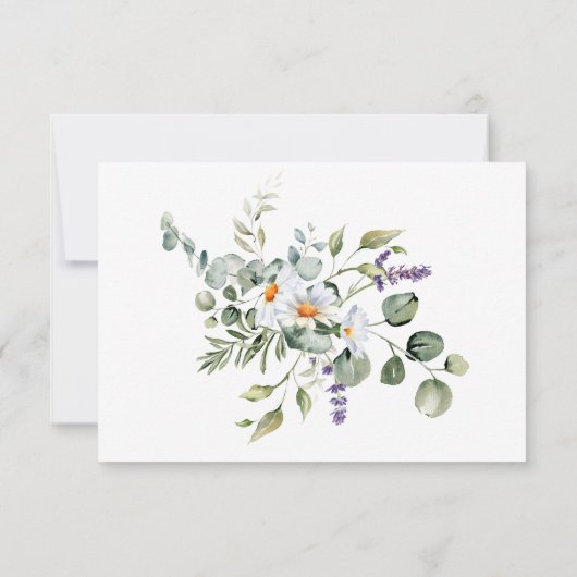 White Daisies Wedding RSVP Card Einladung (Rückseite)