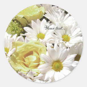 White Daisies Yel Rose Custom Umschlag Aufklebers Runder Aufkleber
