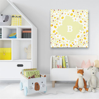 White Daisis and Ladybugs Girl Kinderzimmer Leinwa Leinwanddruck