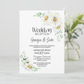 White Daisis Hochzeitempfang Einladung (Stehend Vorderseite)