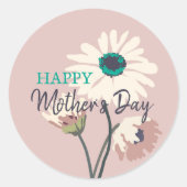 White Daisis Modern Floral Blooms Mütter Day Runder Aufkleber (Vorderseite)