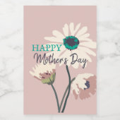 White Daisis Modern Floral Blooms Mütter Day Weinetikett (Einzelnes Label)