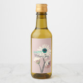 White Daisis Modern Floral Blooms Mütter Day Weinetikett (Vorderseite)