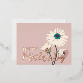 White Daisis Modern Floral Happy Mütter Day Folien Feiertagspostkarte