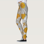 White Daisis: Schöner Blumenhintergrund Leggings (Links)