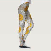 White Daisis: Schöner Blumenhintergrund Leggings (Rechts)