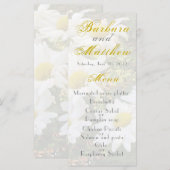White Daisis Yellow and Grey Script Wedding Menu (Vorne/Hinten)