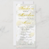 White Daisis Yellow and Grey Script Wedding Menu (Vorderseite)