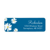 White Daisises Blume Blue Background Labels (Vorne)