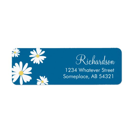 White Daisises Blume Blue Background Labels (Vorne)