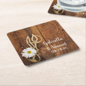 White Daisy and Horse Bit Country Western Hochzeit Rechteckiger Pappuntersetzer (angewinkelt)