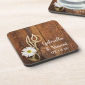 White Daisy and Horse Bit Country Western Hochzeit Untersetzer (Linke Seite)