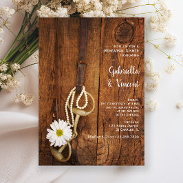 White Daisy and Horse Bit Western Probe Dinner Einladung