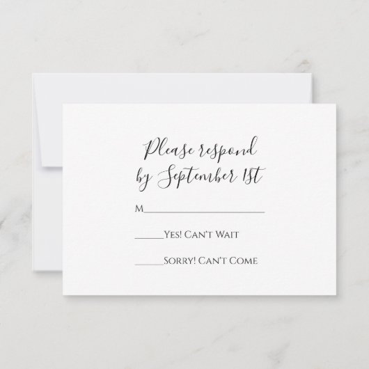 White Daisy and Pearls Wedding RSVP Response Card (Rückseite)