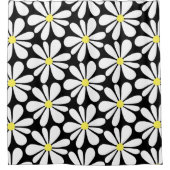 White Daisy auf Black Floral Duschvorhang (Vorderseite)