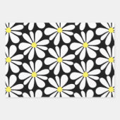 White Daisy auf Black Floral Geschenkpapier Set (Vorderseite 2)