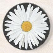 White Daisy auf Black Floral Getränkeuntersetzer (Vorne)