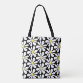 White Daisy auf Black Floral Tasche (Rückseite)