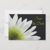 White Daisy auf Black Wedding Save the Date (Vorderseite)